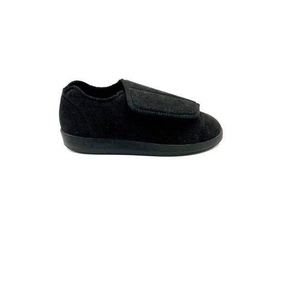 Silverts Slippers Shoes Mens 8 Womens 10 Extra Wide Easy Hook Loop SV15100 Black - Picture 15 of 16